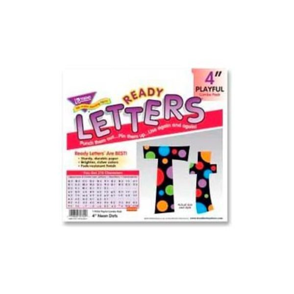 Trend Enterprises Trend® 4" Playful Combo Ready Letters, Neon Dots, 1 Set 79754